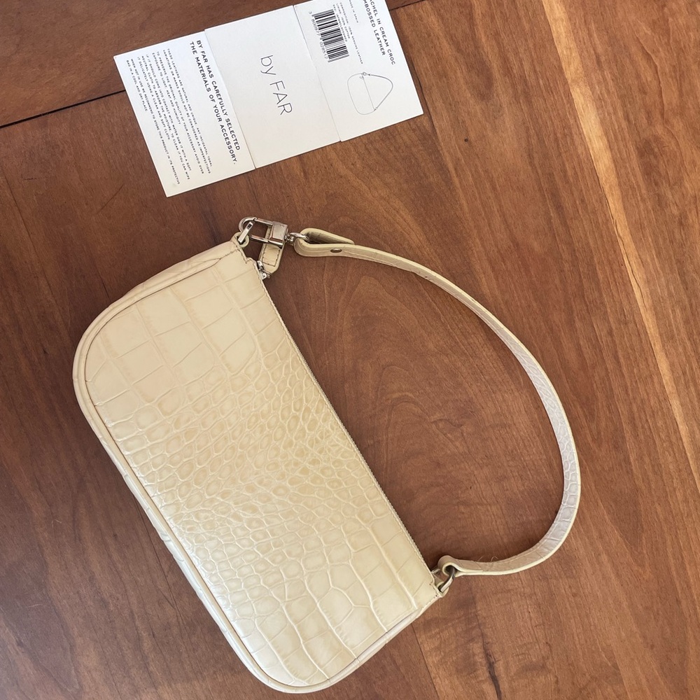 BY FAR RACHEL CREAM CROCO EMBOSSED LEATHER WHITE CREAM IVORY
